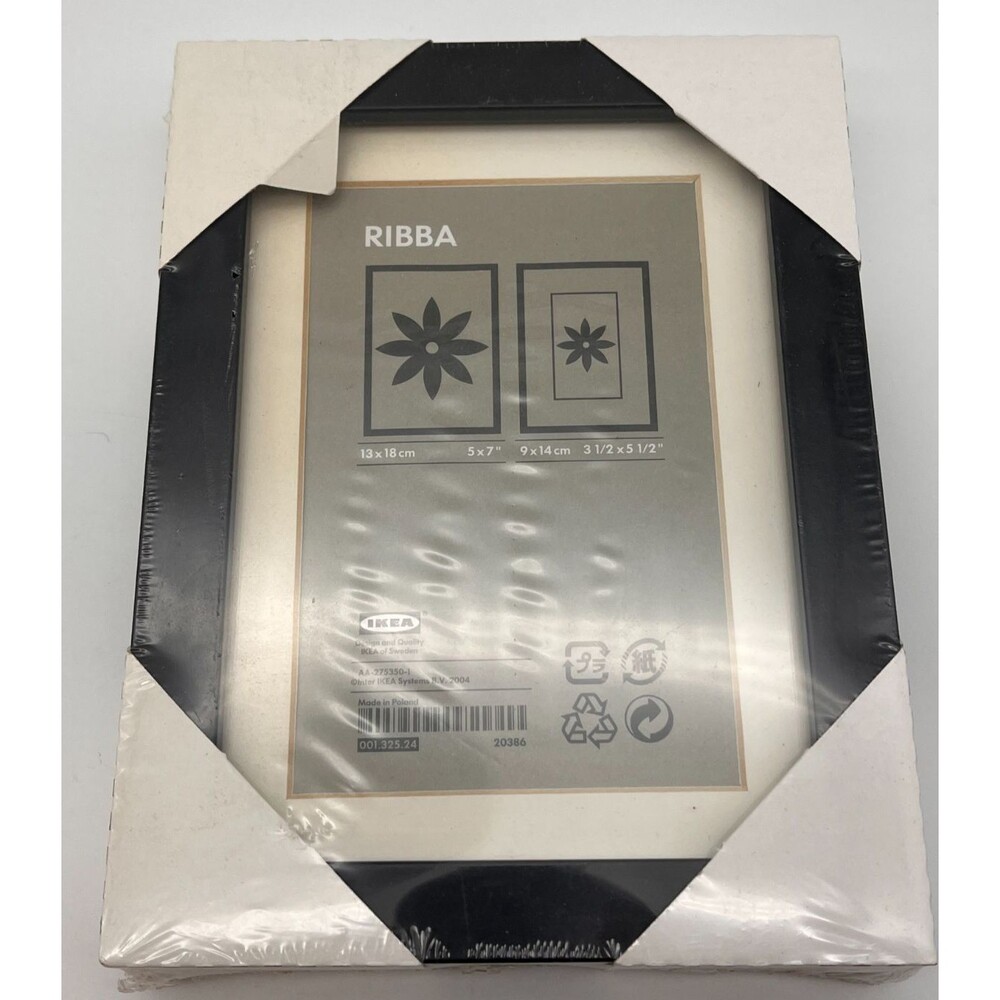 IKEA Ribba Black Picture Frame Matted 5" x 7" (13 x 18 cm) 001.325.24 NEW